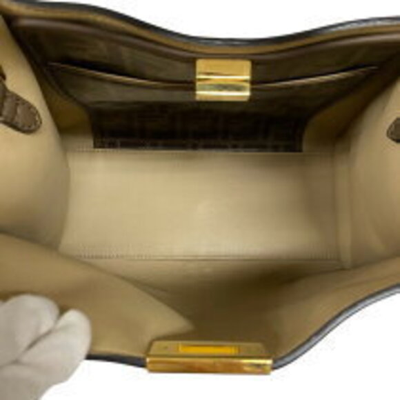 Fendi Peekaboo Lite Brown Calfskin Shoulder Bag - Picture 5 of 11